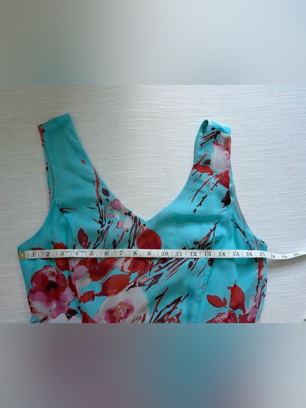 Emma & Michele Aqua Floral V-Neck Maxi Dress - Picture 4 of 7